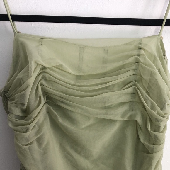 J.ING Womens Mini Dress Size M Green Pastel Sheer Cinched Cocktail Date Night - Picture 2 of 8
